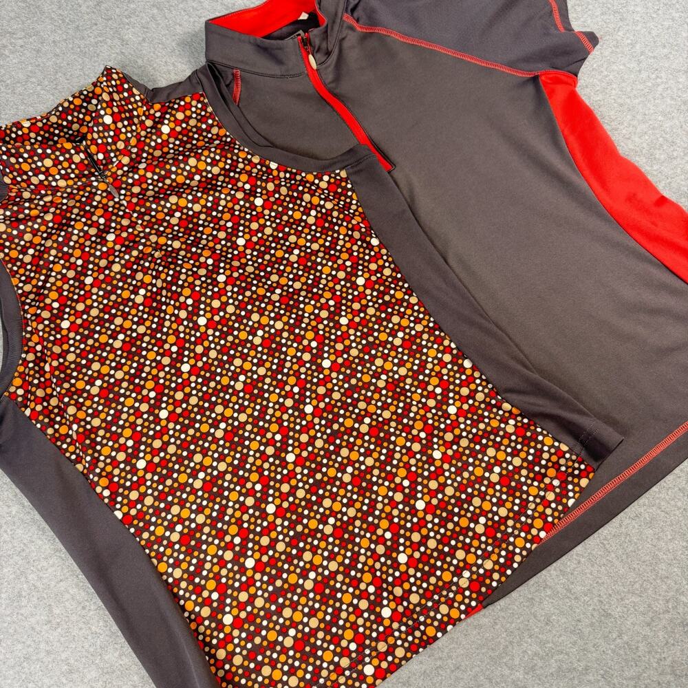 Adidas ClimaCool Golf Shirt Lot of 2 Womens Small Charcoal Red 1/4 Zip Mock Neck